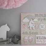 Metryczka Welcome Baby Unicorn - 