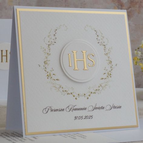 Kartka na komunię z ozdobną kopertą, 96b