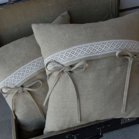 Rustykalne lniane poszewki na poduszki