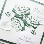 Kartka NA ŚLUB w zieleni - Kartka ślubna z zielono-białymi różami