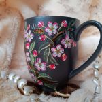 Ręcznie malowana kwitnąca jabłoń kubek 400 ml - ręcznie malowane