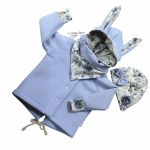 Komplet bluza z uszkami czapka chustka błękit r.140/146 - 