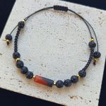 Bransoletka męska "Luca" - agat, lawa wulkaniczna, hematyt. - elegancka