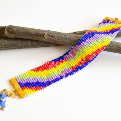 Tęczowa Bransoletka koraliki BOHO Prezent