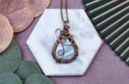 Miedziany wisiorek wire wrapping z opalem owyhee #515