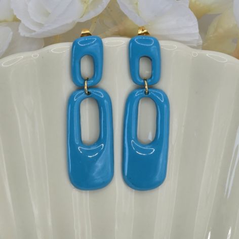 Kolczyki wiszące na sztyfcie Blue Duo