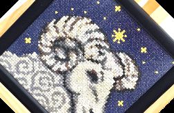 Haftowany Obraz Baran Zodiakalny w Ramie 17x17 cm – Unikalny Prezent