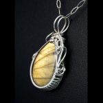 Labradoryt, srebrny wisior żółto pomarańczowy - Sterling Silver pendant with Labradorite gift for her gift for mom perfect present unique artisan handcrafted jewelry, without chain