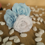 Bukiet róż z filcu - mięta + biel - 