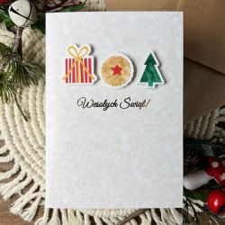 Autorska kartka Wesołych Świąt z elementami 3D i złoconym napisem #2