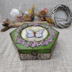 Szkatułka "Lawendowy Motyl" – ręcznie zdobione pudełko decoupage - 3