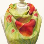 Chusta jedwabna ręcznie malowana -Tulipany II - 