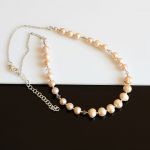 Złociste perły - naszyjnik - perły i srebro