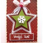 Bordowa kartka świąteczna z gwiazdką - 