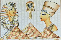 Papirus, Tutanchamon i Nefertiti, Obraz 30x40 cm, Oryginalny 100%, Egipt, papier papirusowy 17