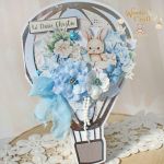 Kartka na chrzest balonik "Blue Bunny" GOTOWA - 