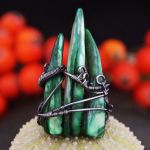 Srebrny pierścionek z masą perłową zielony - masa perłowa, srebrny pierścionek wire wrapped