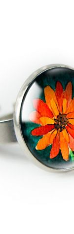 Orange flower pierścionek z ilustracją