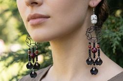 Kolczyki Czarne Płatki Boho Howlit Floral Czarny Kolczyk Etno