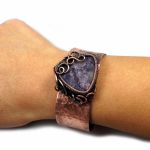 Czaroit, miedziana bransoletka z czaroitem - bransoletka wire wrapped