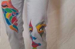 Spodnie jeans ręcznie malowane rozm 40