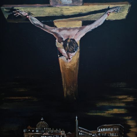Jezus nad Watykanem 100x80 cm