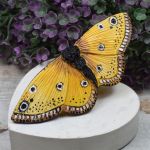 Duża spinka do włosów - motyl w odcieniach żółtego i brązu - spinka żółty motyl