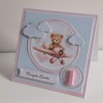 Personalizowana kartka na urodziny roczek miś w samolocie  - Personalizowana kartka na urodziny roczek miś w samolocie