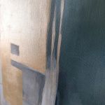 Abstrakcja,zieleń ze złotem-obraz akrylowy 100/70 cm  - 