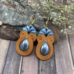 Szaro pomarańczowe kolczyki sutasz/soutache - Szaro pomarańczowe kolczyki
