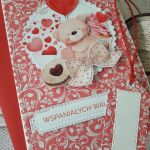 Kartka na walentynki „Wspaniałych Walentynek” - Kartka na walentynki z kopertą i etykietką ze sznureczkiem