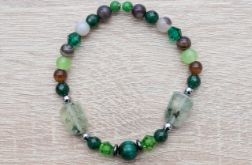 Agat,kamień słoneczny,prehnit bransoletka