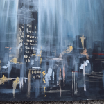 Obraz akryle, Zamglony wieżowiec - Detal miasta