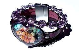 Maria - bransoleta z żywicy i rzemieni