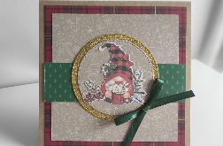 Kartka ręcznie robiona świąteczna Boże Narodzenie skrzat 2