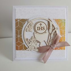 Kartka ręcznie robiona Komunia Święta handmade 08