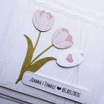 Wyjątkowa kartka ślubna z tulipanami handmade - Minimalistyczna kartka na ślub z tulipanami