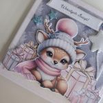 Kartka świąteczna Boże Narodzenie renifer z prezentami - Kartka świąteczna Boże Narodzenie renifer z prezentami