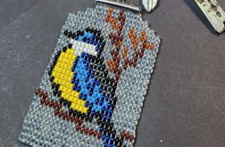 Sikorka - brelok zawieszka na klucze, torebkę, plecak tkany z koralików