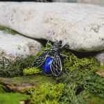 Stalowy wisior z lapisem lazuli / owad cykada - 