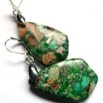 Zielony jaspis cesarski i srebro - eleganckie kolczyki - 
