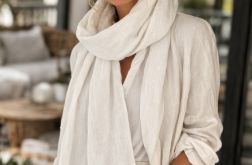 SZAL LNIANY DAMSKI SZALIK BIAŁY FELTMONDO