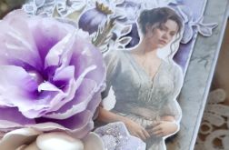 Kartka z fioletowym kwiatem