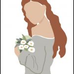 Grafika "Kobieta z kwiatami" - W prostej ramie