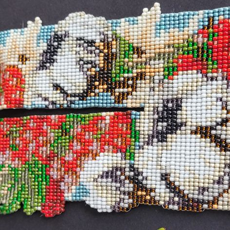 Naszyjnik koralikowy gerdan Kwiaty Bawełny Kalina z frędzliami