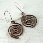 Spiralne - miedziane kolczyki / klipsy (2310-03) - wiszące kolczyki