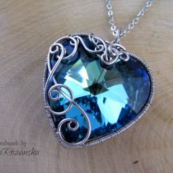 Wisiorek Swarovski Bermuda Blue wire wrapping