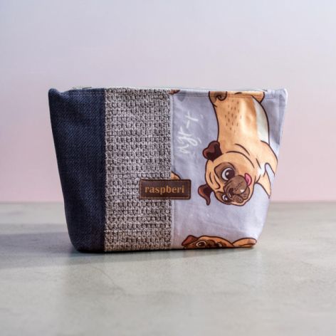 Kosmetyczka MAXI patchwork mopsy