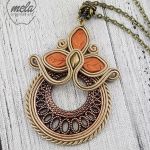 S193/mela~ wisiorek sutasz, liście, ażurowy metal - 