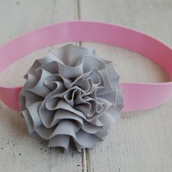 Opaska niemowlęca - "Szaro na różu"